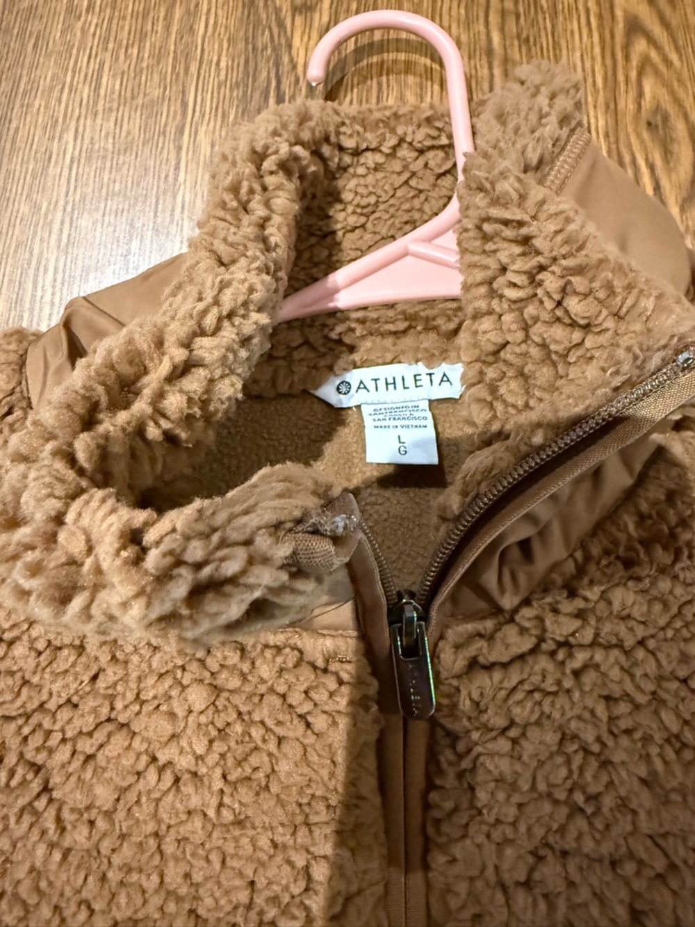 Athleta Cloud Fleece Jacket in Camel Brown